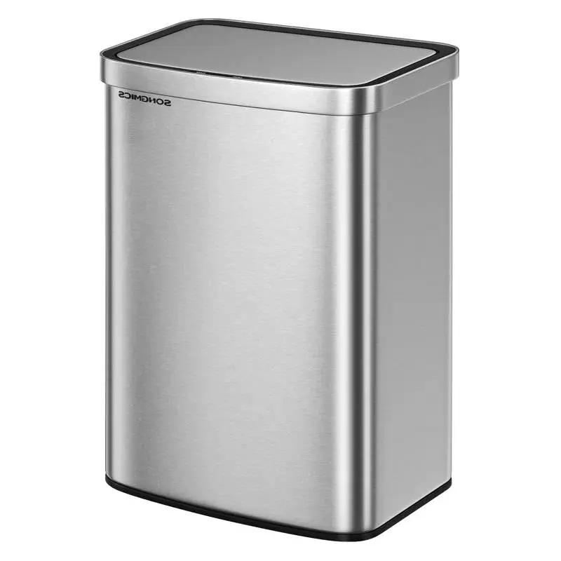 13-Gallon Stainless Steel Kitchen Trash Can with Hand Wave Motion Sensor Lid by HomePacific