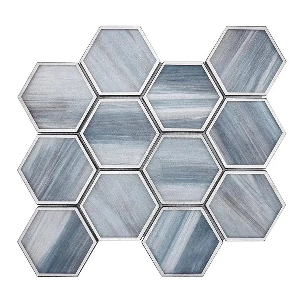 Light Frost Blue 9x10 Matte Hexagon Glass Mosaic Tile (5 pack, 3.28 sq ft/case) by Apollo Tile