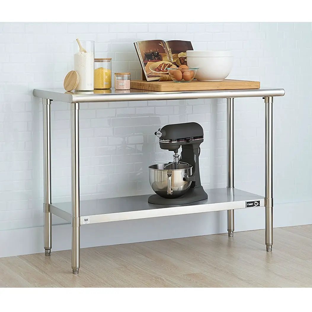 Stainless Steel Top Food Safe Prep Table Utility Work Bench with Bottom Shelf by HomePacific