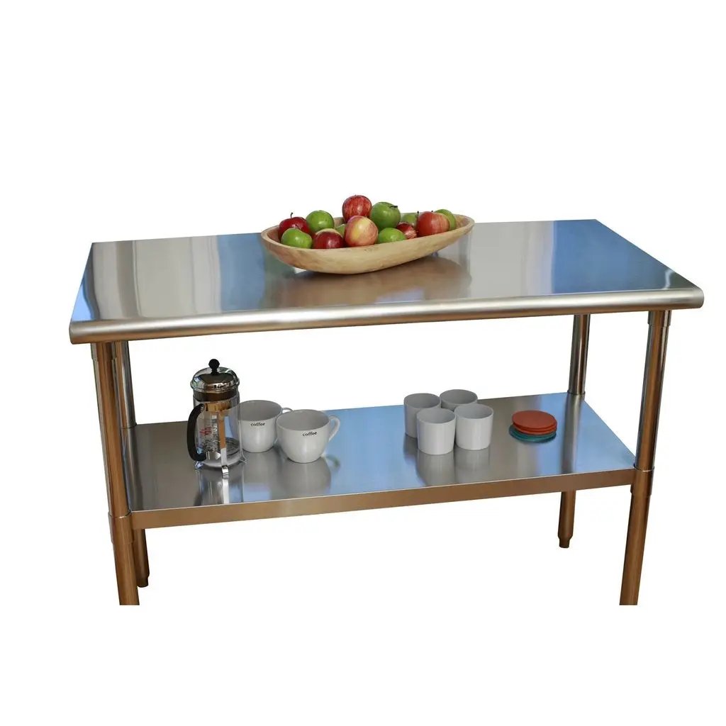 Stainless Steel Top Food Safe Prep Table Utility Work Bench with Bottom Shelf by HomePacific