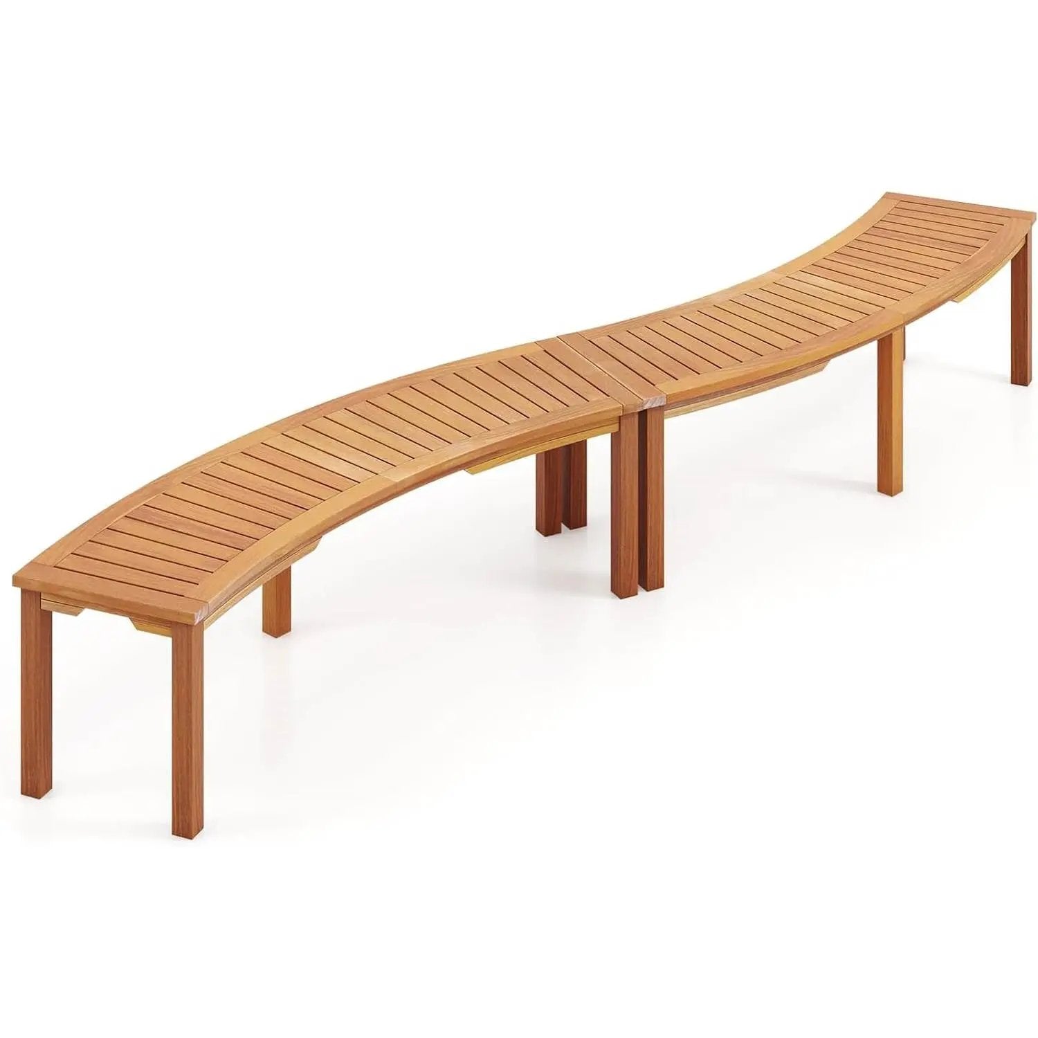 Set of 2 - Outdoor Backless Wooden Garden Bench with Modern Arch Design by HomePacific