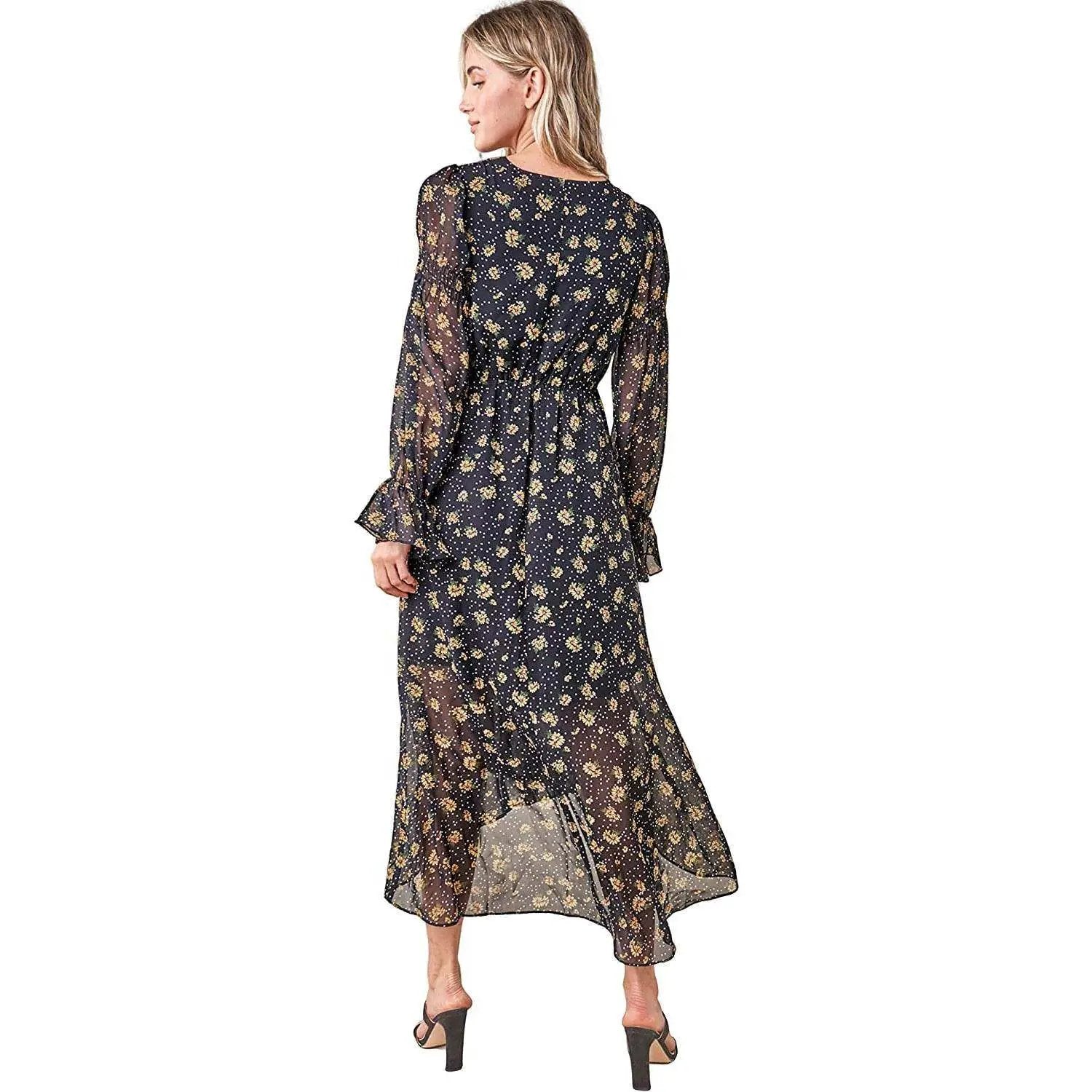 Sugarlips Women's Loving You Floral High Low Maxi Dress, Black-Multi, Small by Selzalot