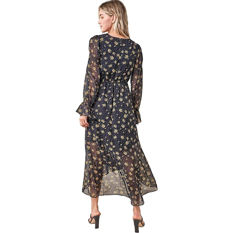 Sugarlips Women's Loving You Floral High Low Maxi Dress, Black-Multi, Small by Selzalot