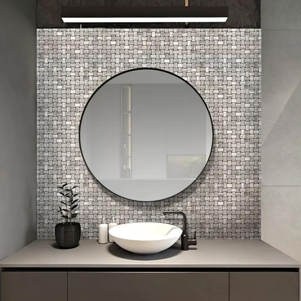 Athens, Wooden Grey 12x12 Polished Basketweave Marble Mosaic Tile (5 pack, 4.83 sq ft/case) by Apollo Tile