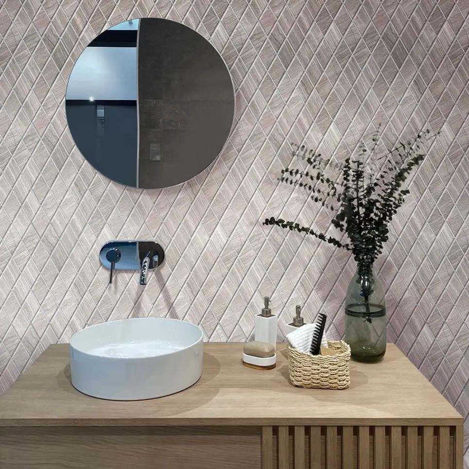 Wooden Grey 12x12 Polished Diamond Marble Mosaic Tile (5 pack, 4.83 sq ft/case) by Apollo Tile