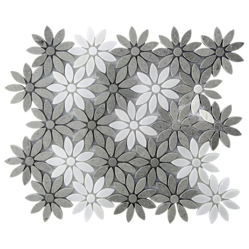 Eastern Brown White 11x12 Polished Multi-shaped Marble Mosaic Tile (5 pack, 4.46 sq ft/case) by Apollo Tile