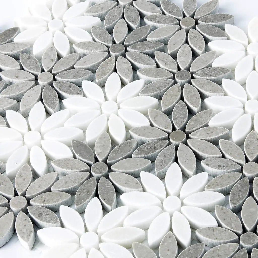 Eastern Brown White 11x12 Polished Multi-shaped Marble Mosaic Tile (5 pack, 4.46 sq ft/case) by Apollo Tile