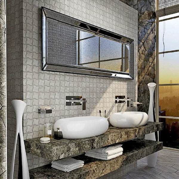 Gray Beige 8x11 Polished Multi-shaped Bianco Carrara Bardiglio Marble Mosaic Tile (5 pack, 3.19 sq ft/case)