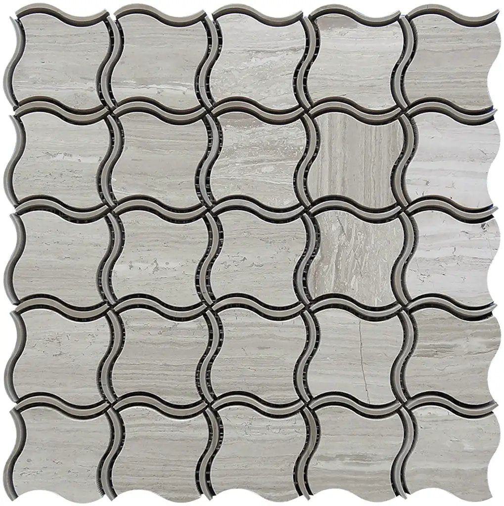 Gray Beige 8x11 Polished Multi-shaped Bianco Carrara Bardiglio Marble Mosaic Tile (5 pack, 3.19 sq ft/case) by Apollo Tile