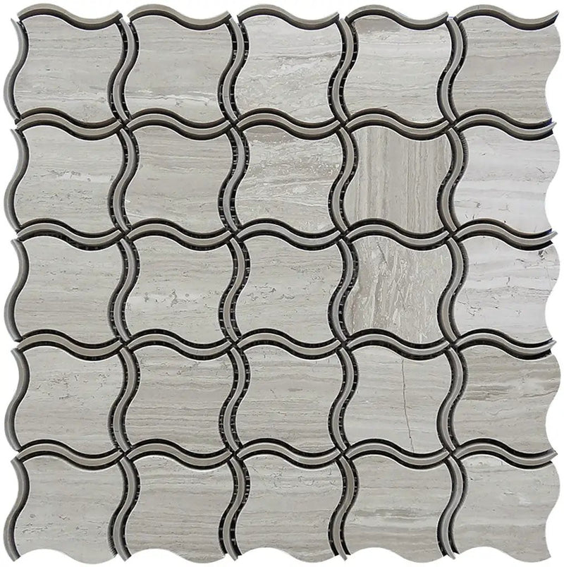 Gray Beige 8x11 Polished Multi-shaped Bianco Carrara Bardiglio Marble Mosaic Tile (5 pack, 3.19 sq ft/case) by Apollo Tile