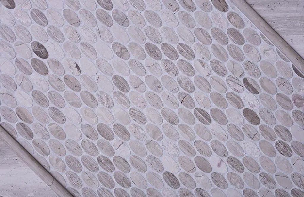 Wooden Beige 11x12 Polished Oval Marble Mosaic Tile (5 pack, 4.51 sq ft/case) by Apollo Tile