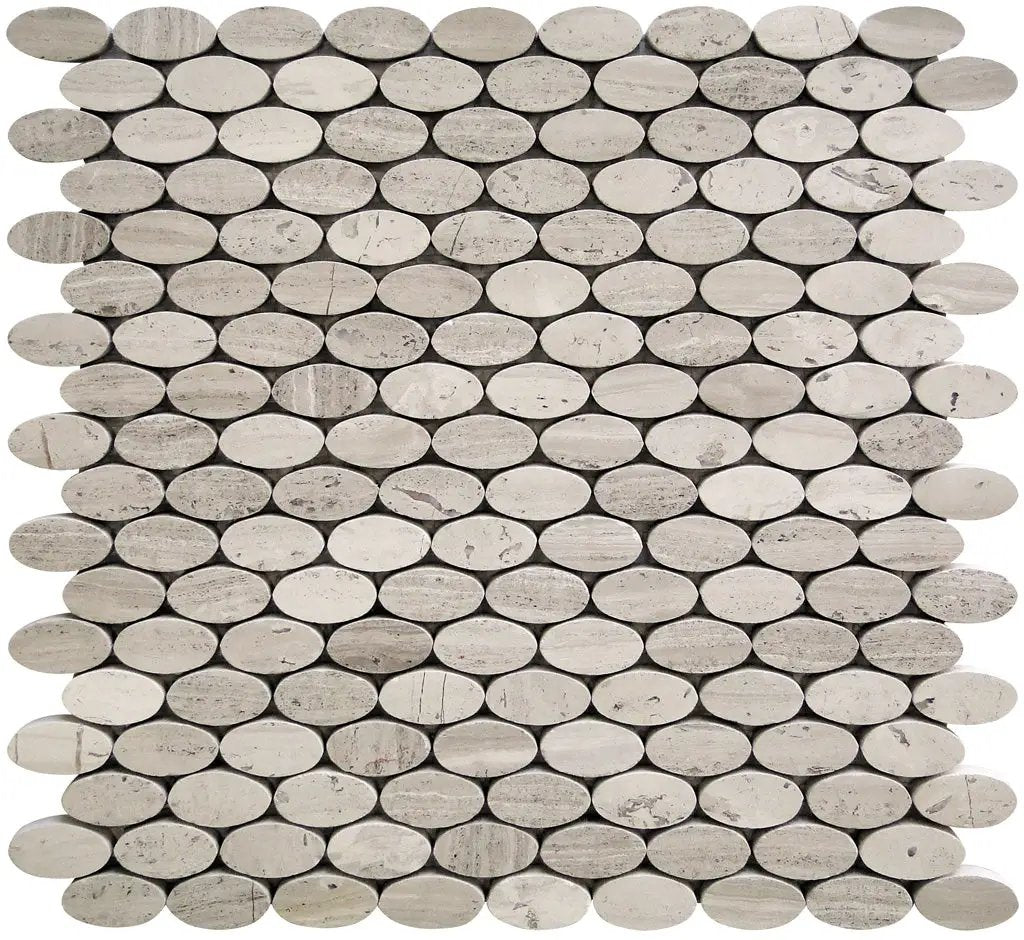 Wooden Beige 11x12 Polished Oval Marble Mosaic Tile (5 pack, 4.51 sq ft/case) by Apollo Tile