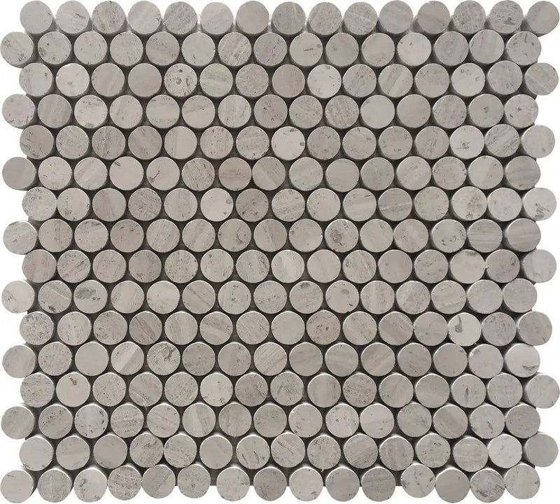 Wooden Beige 11x12 Polished Penny Round Marble Mosaic Tile (5 pack, 4.83 sq ft/case) by Apollo Tile
