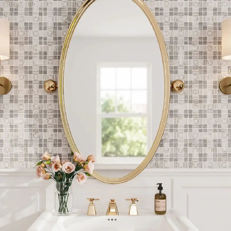 Wooden Beige Light Dark 12x12 Polished Hexagon Marble Mosaic Tile (5 pack, 5 sq ft/case) by Apollo Tile