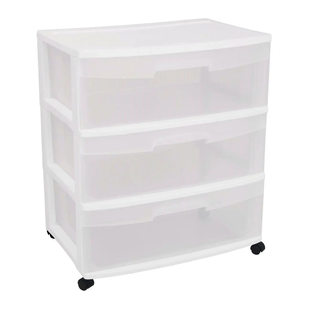 Mobile 3-Drawer Storage Cart Wardrobe Home Storage Cabinet in Clear White by HomePacific