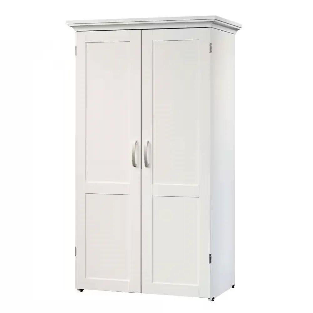 Drop Leaf Computer Desk Craft Table Armoire in White Wood Finish - Made in USA by HomePacific