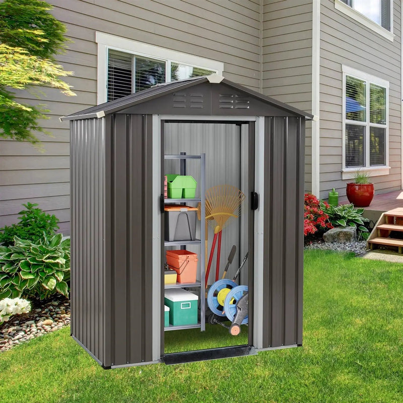 5 x 3 ft. Outdoor Grey Metal Garden Storage Shed by HomePacific