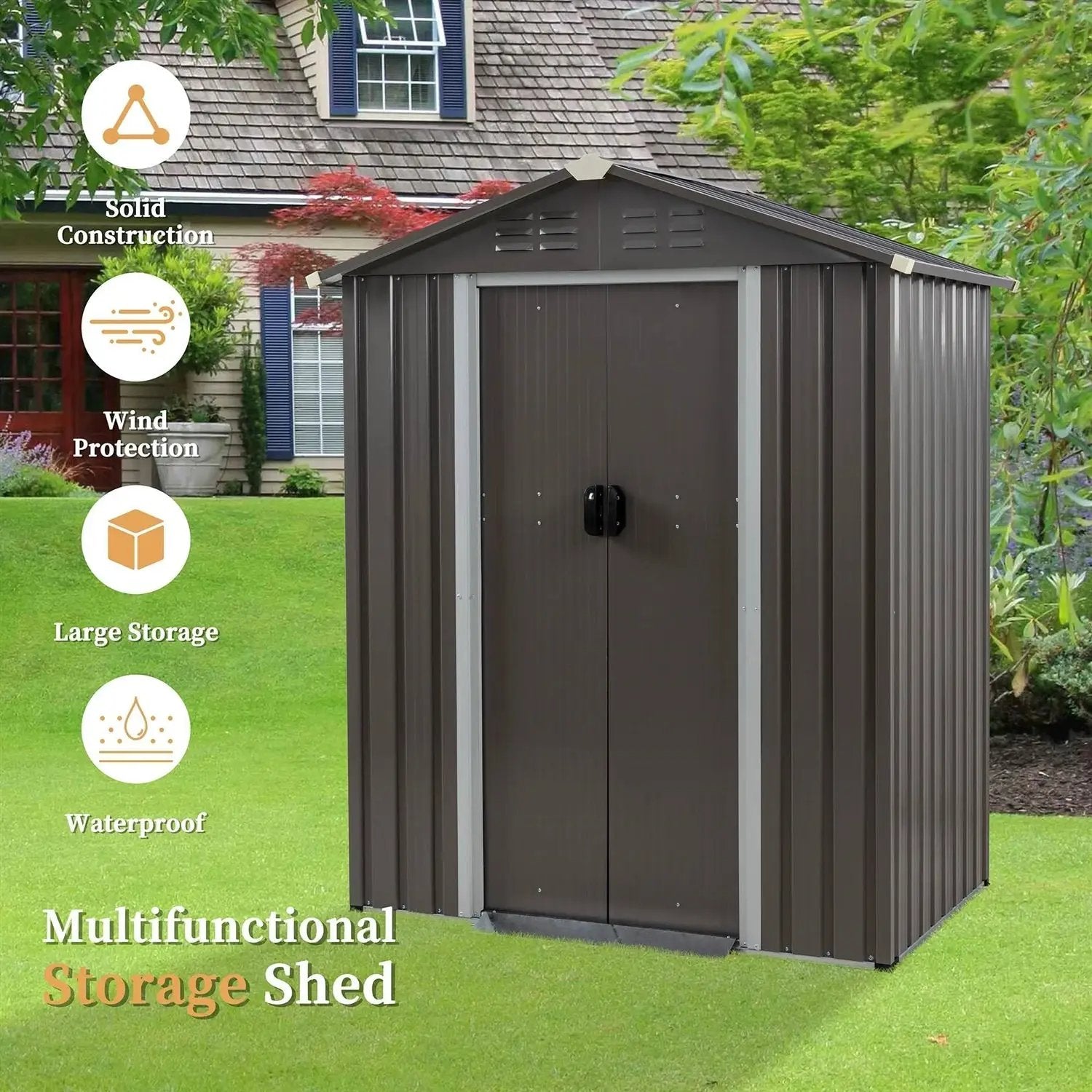 5 x 3 ft. Outdoor Grey Metal Garden Storage Shed by HomePacific