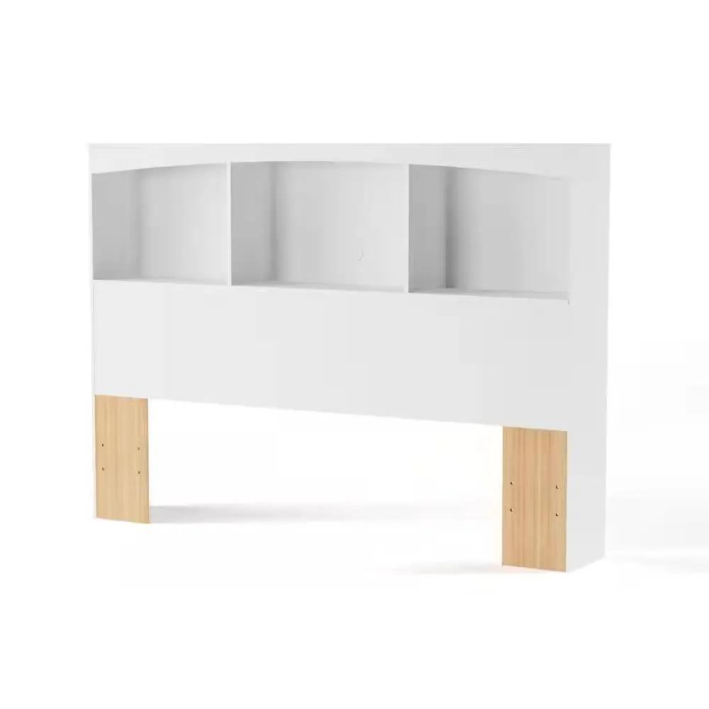 Full size Modern Farmhouse Bookcase Headboard in White Wood Finish by HomePacific