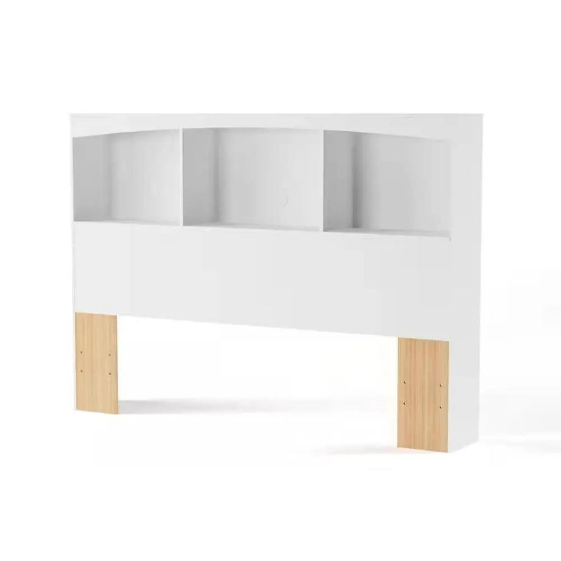 Full size Modern Farmhouse Bookcase Headboard in White Wood Finish by HomePacific