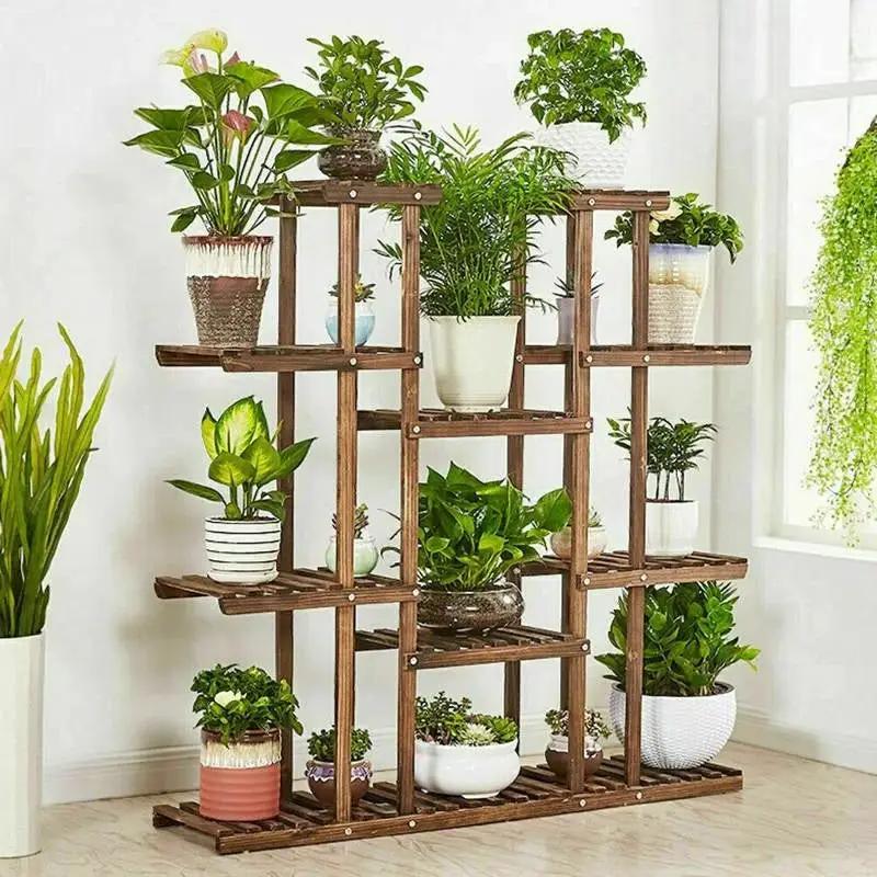 Solid Wood Indoor Outdoor 11-Tier Plant Stand by HomePacific