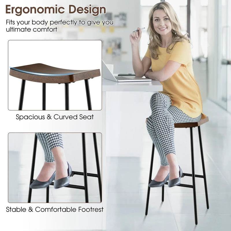 Industrial Saddle Stool with Metal Legs and Adjustable Foot Pads by DirectDeals
