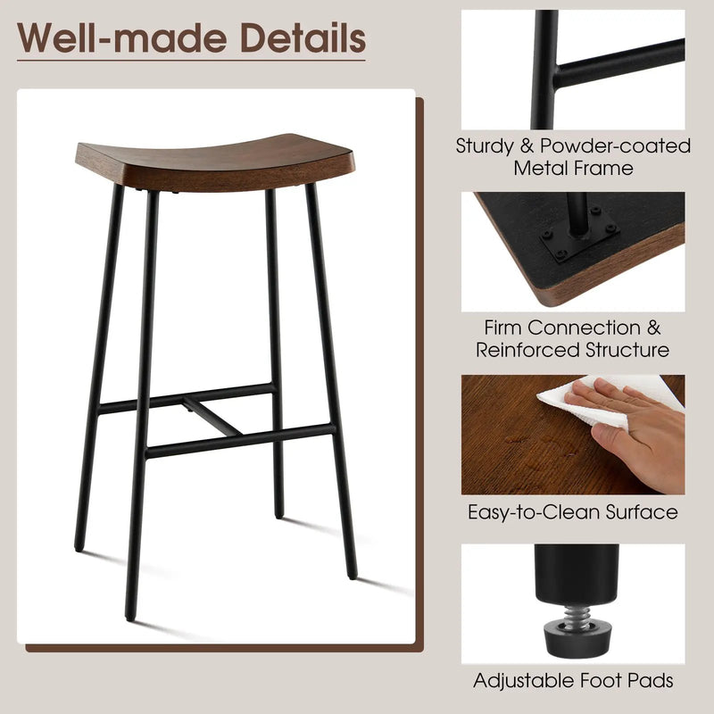 Industrial Saddle Stool with Metal Legs and Adjustable Foot Pads by DirectDeals