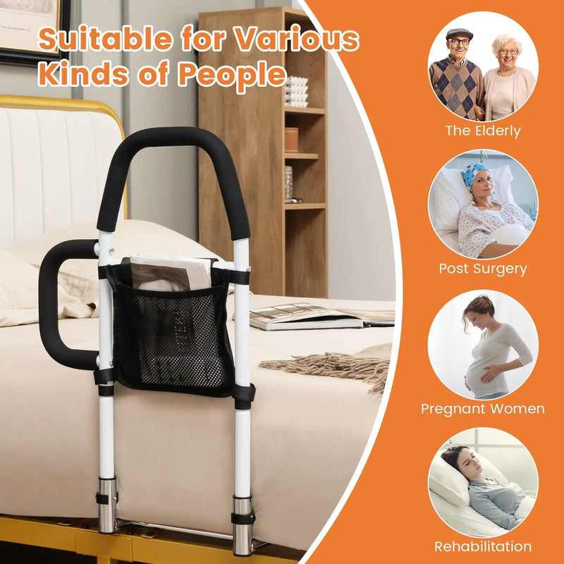 Safety Bed Assist Rail with Dual Handrail-White by DirectDeals