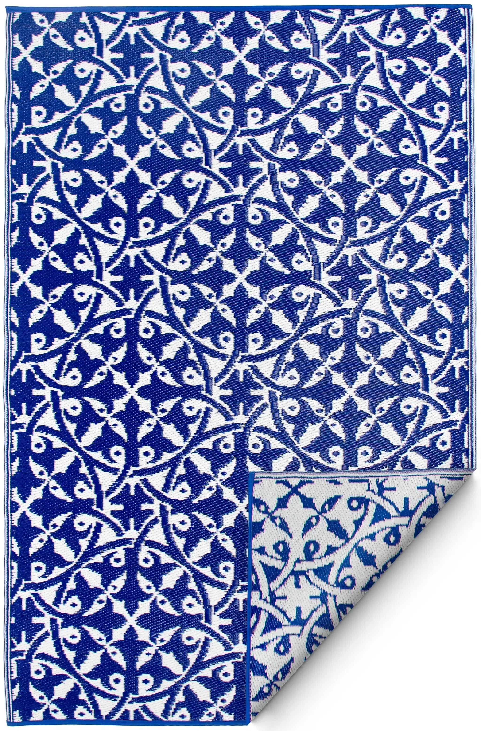 San Juan - Dark Blue Outdoor Rug for Patio FINAL SALE by Fab Habitat