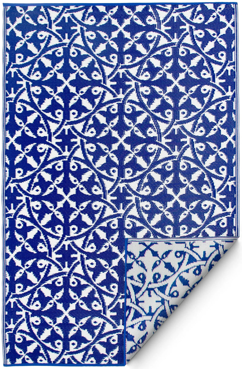 San Juan - Dark Blue Outdoor Rug for Patio FINAL SALE by Fab Habitat
