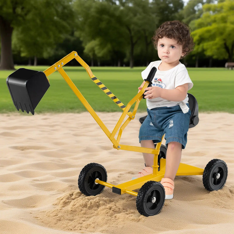 Sand Digger for Kids Sandbox Toy Digger with 2-Handed Controls and Flexible Shovel-Yellow by DirectDeals