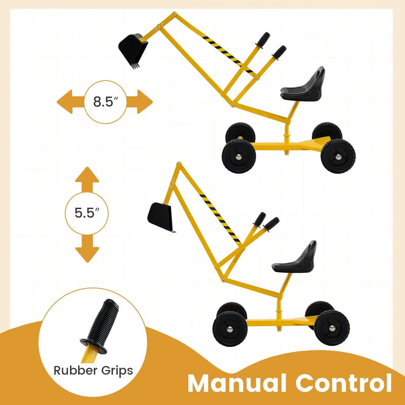 Sand Digger for Kids Sandbox Toy Digger with 2-Handed Controls and Flexible Shovel-Yellow by DirectDeals