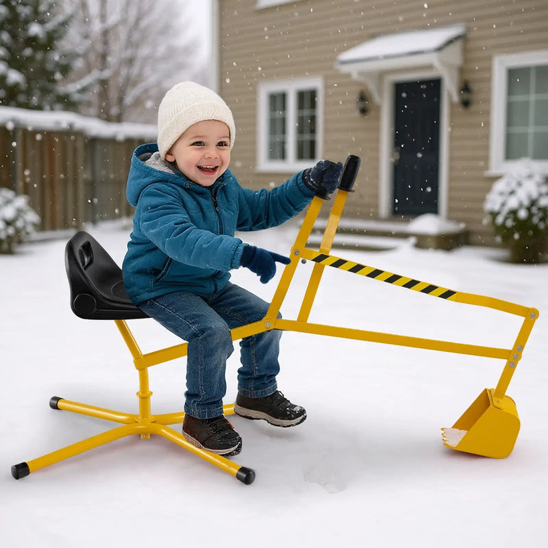 Sand Digger with 2-Handed Controls and Flexible Shovel for 3+ Years Old Kids-Yellow by DirectDeals