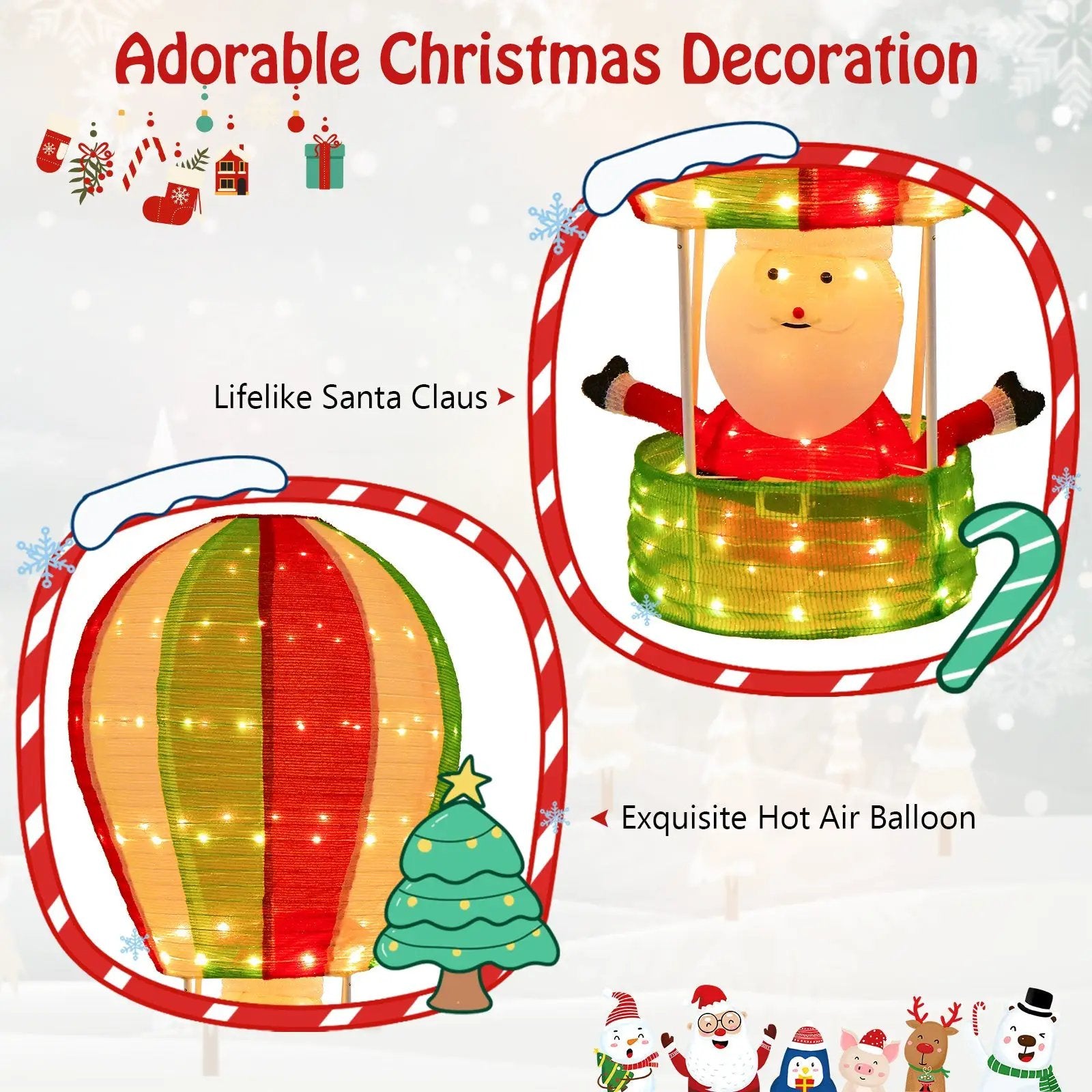 4.5 Feet Christmas Santa Claus with Hot Air Balloon by DirectDeals