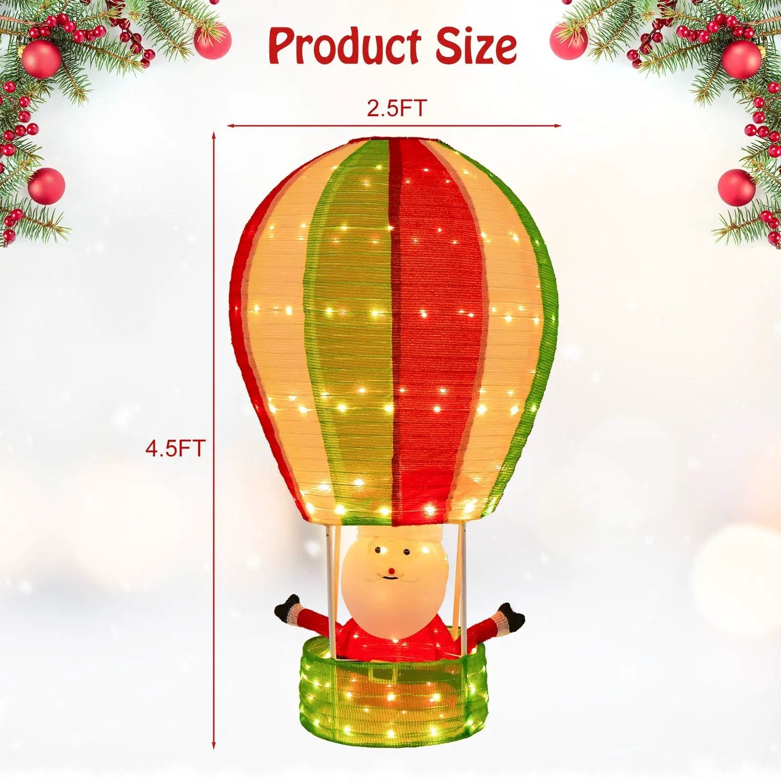 4.5 Feet Christmas Santa Claus with Hot Air Balloon by DirectDeals