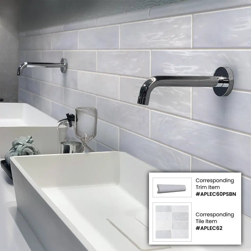 Icy Lilac 1x8 Glossy Ceramic Bullnose Tile Trim (10 pack, 0.556 sq ft/case) by Apollo Tile