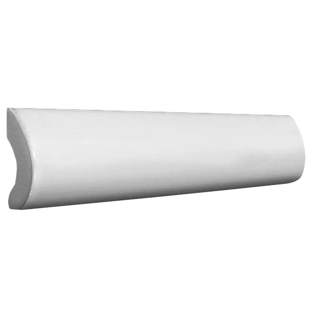 White 1x8 Glossy Ceramic Bullnose Tile Trim (10 pack, 0.556 sq ft/case) by Apollo Tile