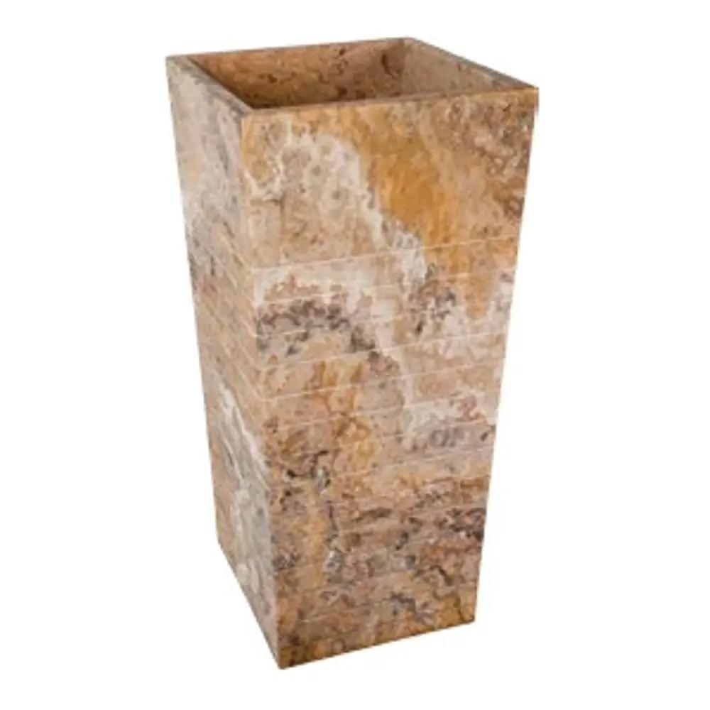 Scabos Travertine Cone Pedestal Sink - Hand Carved Sculptural by GobekDesign