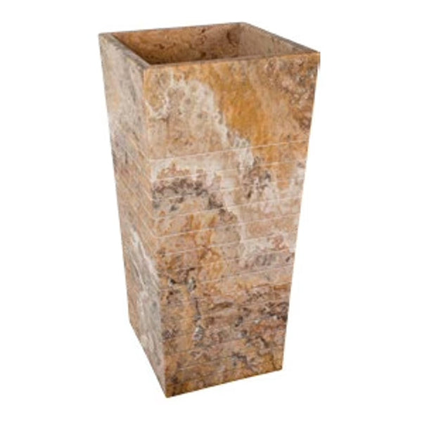 Scabos Travertine Cone Pedestal Sink - Hand Carved Sculptural