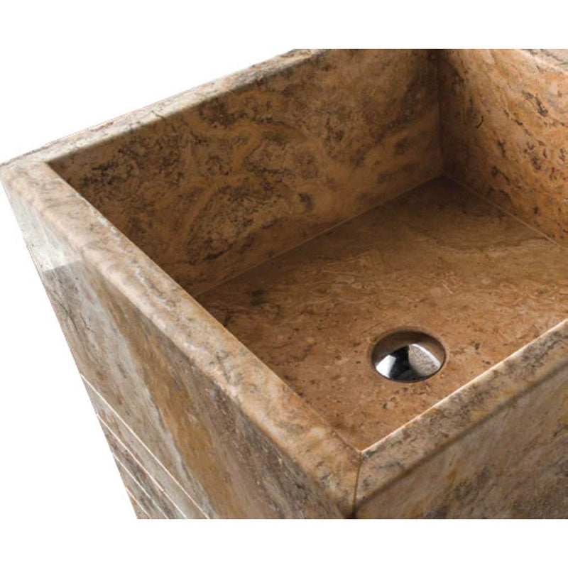 Scabos Travertine Pedestal Stand-Alone Cone Shaped Sink by GobekDesign