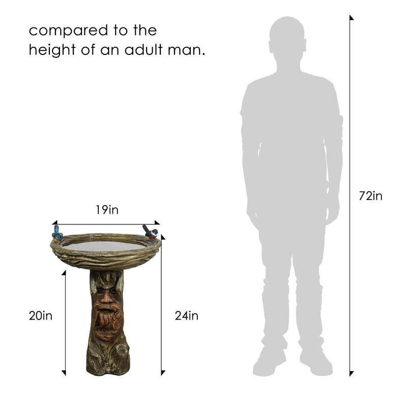 Concrete Stone Bird Bath Old Man Tree Face 23 Inch, photo 8 of 13