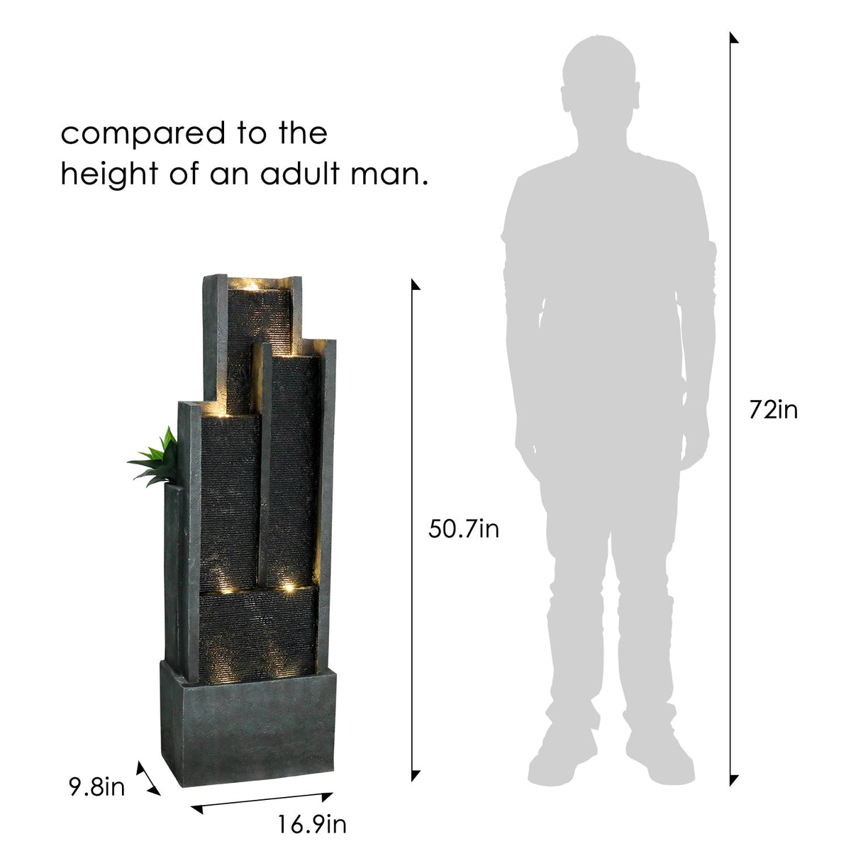 Resin Ribbed Slate Outdoor Water Fountain Quiet 50 in, photo 11 of 12