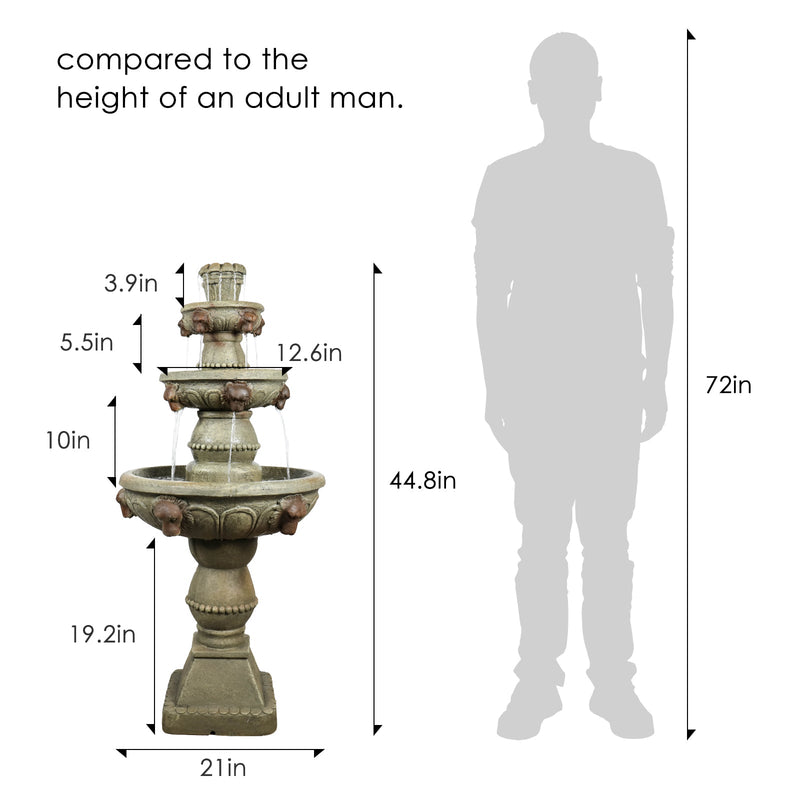 Concrete Lion Head Fountain 3 Tier Outdoor, photo 7 of 9