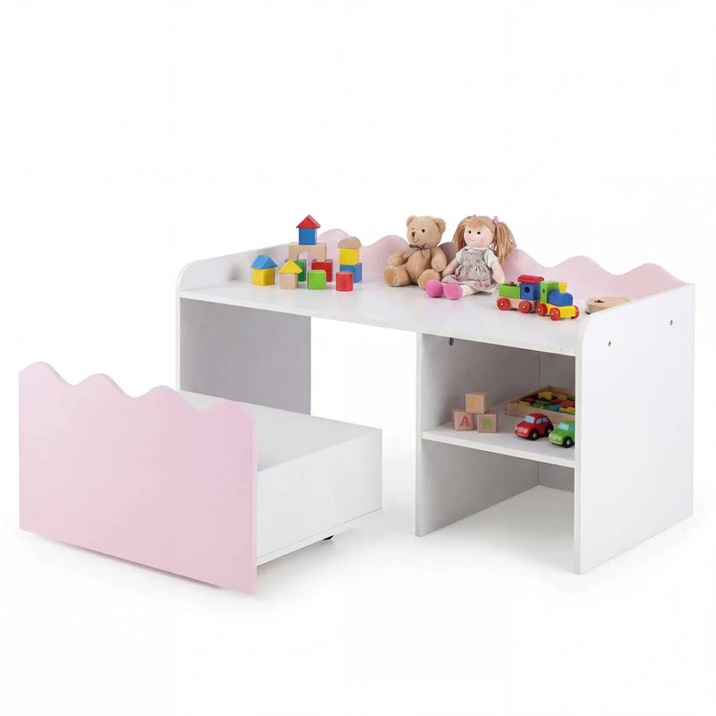 Scalloped Kids Bookshelf and Toy Storage Organizer for Playroom by DirectDeals