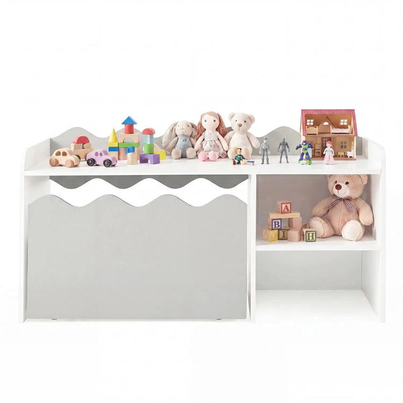 Scalloped Kids Bookshelf and Toy Storage Organizer for Playroom by DirectDeals