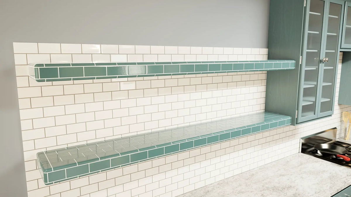 The Original™ Ready-to-Tile Free Floating Shelf with Orange Waterproof Board by The Original Granite Bracket
