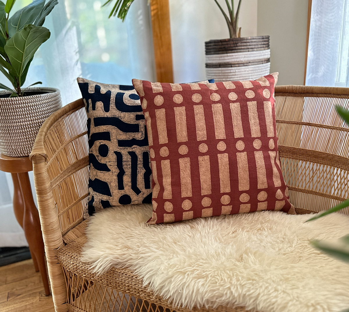 Terracotta Lines + Dots Pillow Cover, photo 3 of 4
