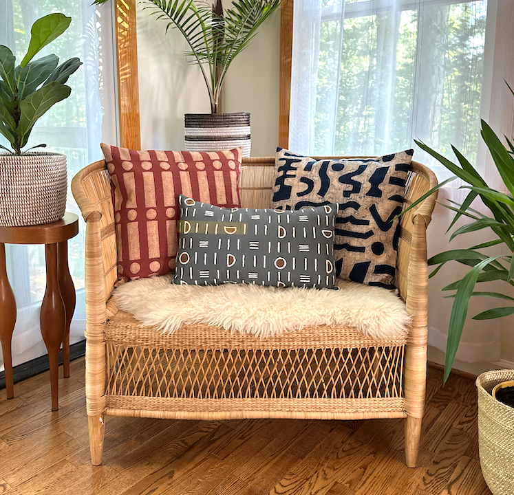 Navy Blue + Rosy Beige Bogo Marks Pillow Cover, photo 4 of 4