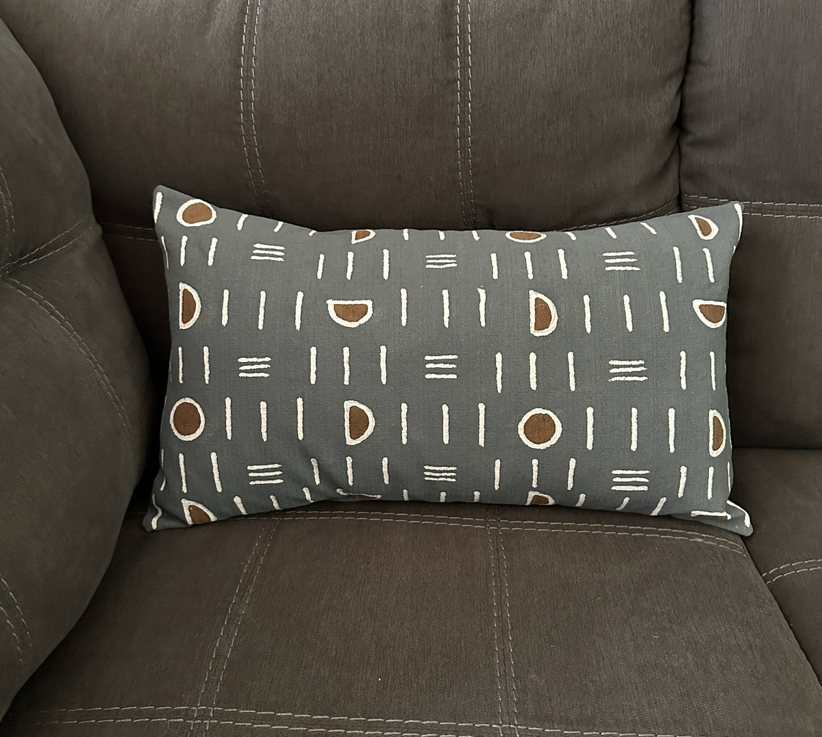 Dark Gray Mudcloth Lumbar Pillow Cover, photo 4 of 5