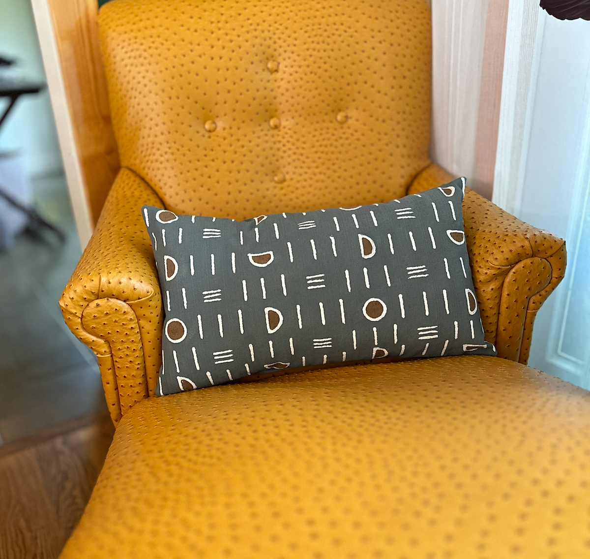 Dark Gray Mudcloth Lumbar Pillow Cover, photo 3 of 5